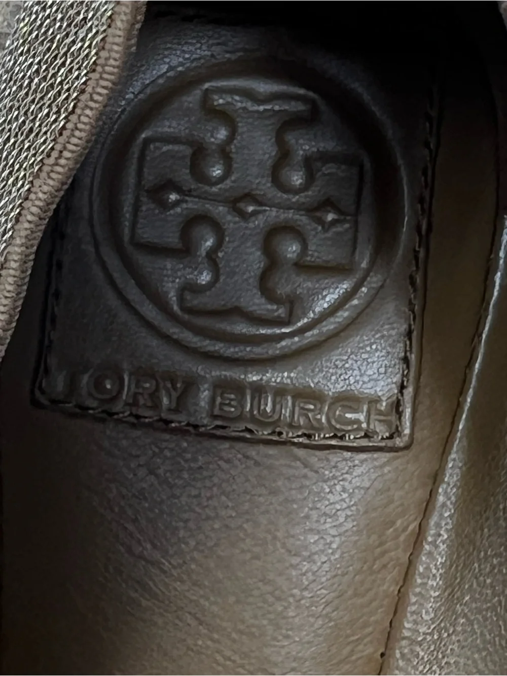 Tory Burch Shimmery Gold Logo Ballet Flats